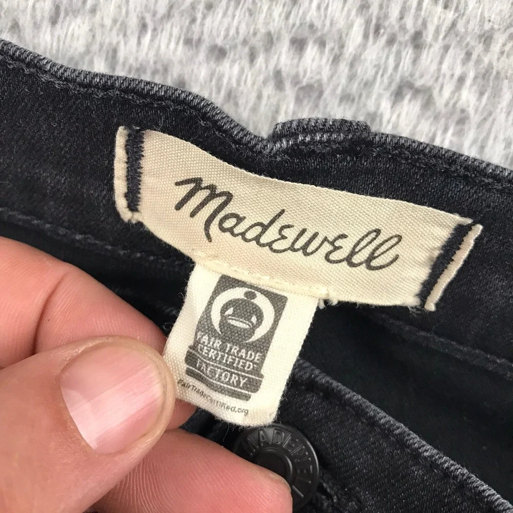 Madewell Roadtripper Skinny Flare Jeans Women 29 Black High Rise Side Slit Denim